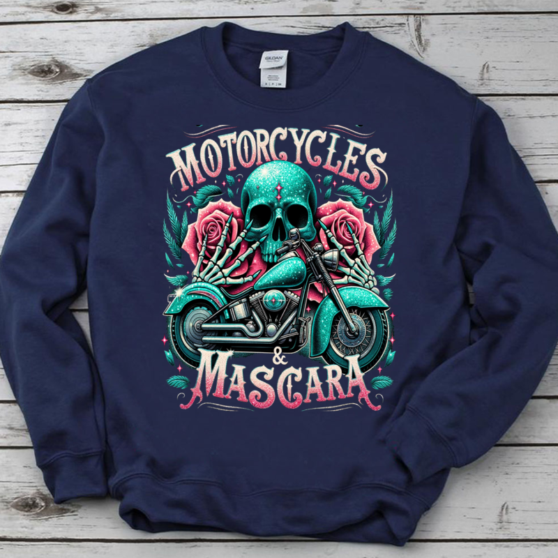 Motorcycles And Mascara Roses, Skull Motorcycles, Funny Biker Shirt, Motorcycle Gift, Motorcycle PNG File