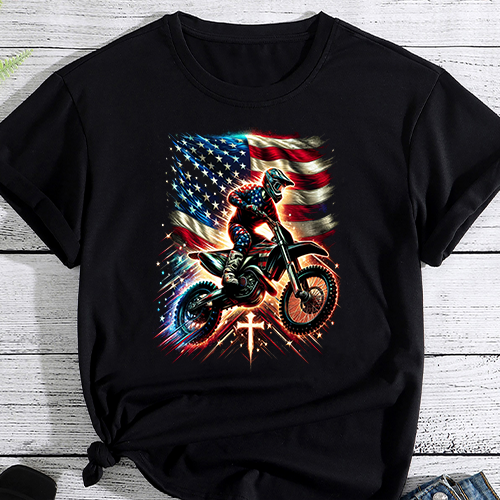 Dirt Bike American Flag, Dirt Bike Gift, Motocross Gifts, Motorcycle Shirts, Biker Design PNG File