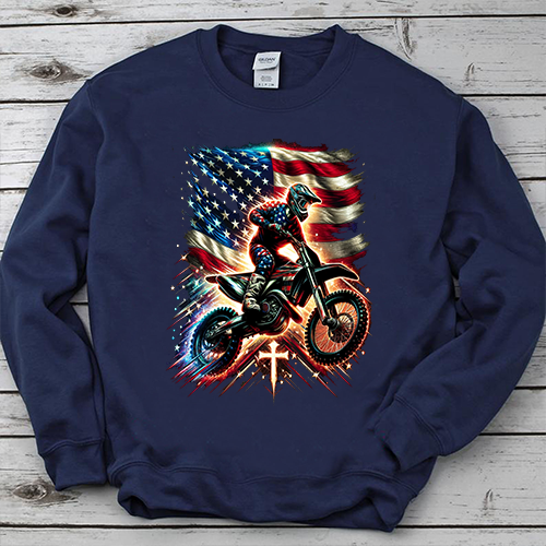 Dirt Bike American Flag, Dirt Bike Gift, Motocross Gifts, Motorcycle Shirts, Biker Design PNG File