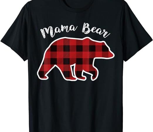 Mama bear women red plaid christmas pajama family mom gift t-shirt
