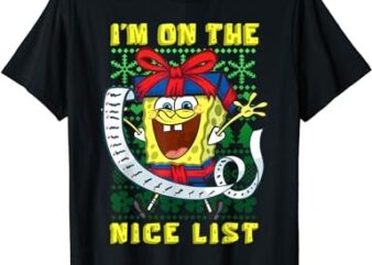 Mademark x SpongeBob SquarePants – SpongeBob Christmas I’m On The Nice List of Santa Boys Girls T-Shirt