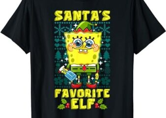 Mademark x SpongeBob SquarePants – SpongeBob Christmas Matching Santa’s Favorite Elf Xmas Gift T-Shirt