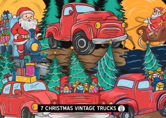 Christmas Vintage Truck T-shirt Designs Bundle, Christmas T shirt design, Christmas Sublimation Bundle