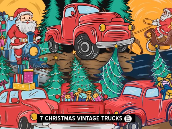 Christmas vintage truck t-shirt designs bundle, christmas t shirt design, christmas sublimation bundle