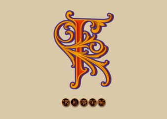 Majestic flourish letter F Monogram logo t shirt designs for sale