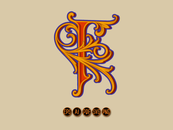 Majestic flourish letter f monogram logo t shirt designs for sale