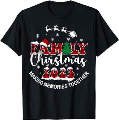 Making memories together buffalo plaid family christmas 2023 t-shirt