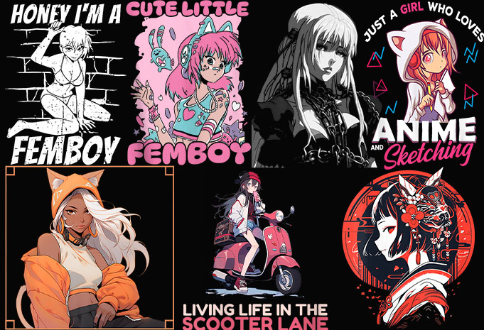 Best selling 269 design anime bundles mix tshirt designs Editable