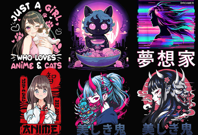 Best selling 269 design anime bundles mix tshirt designs Editable