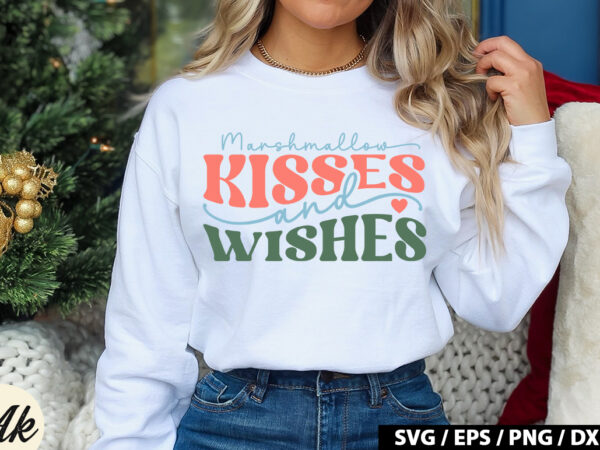 Marshmallow kisses and wishes retro svg t shirt designs for sale