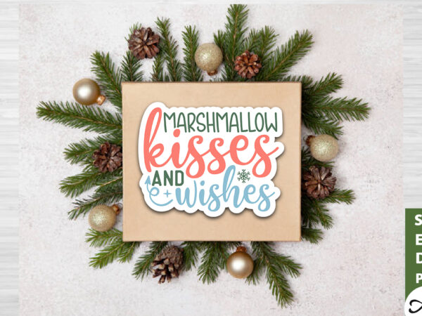 Marshmallow kisses and wishes stickers design
