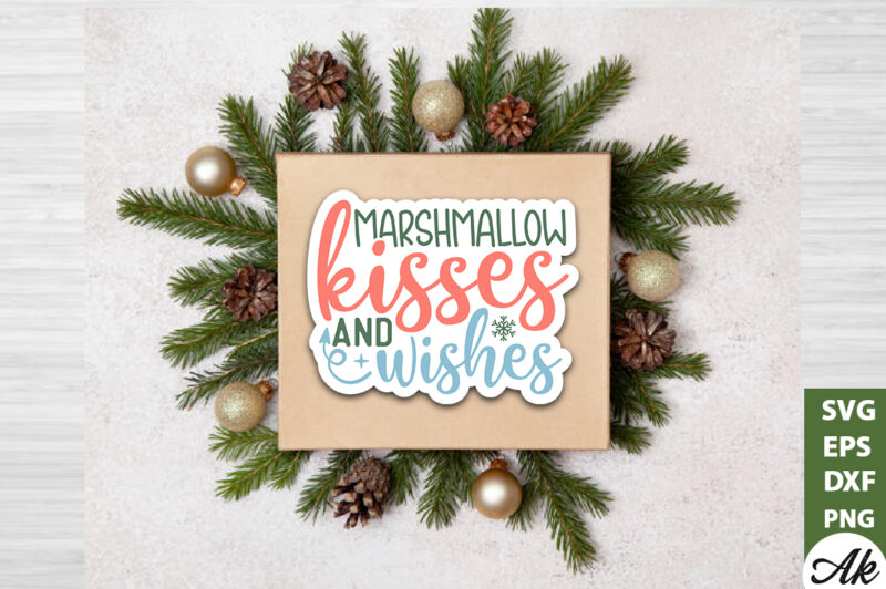 Marshmallow kisses and wishes Stickers Design