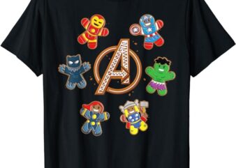 Marvel Avengers Holiday Christmas Gingerbread People & Logo T-Shirt