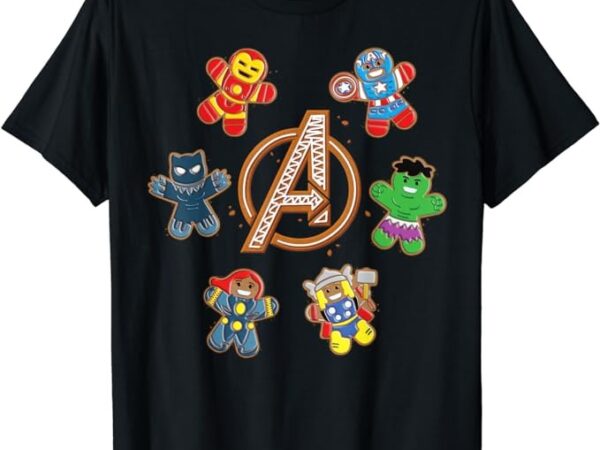 Marvel avengers holiday christmas gingerbread people & logo t-shirt