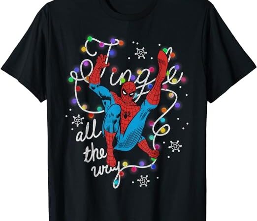 Marvel christmas spider-man jingle all the way action pose t-shirt