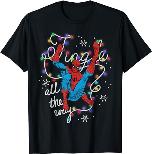 Marvel Christmas Spider-Man Jingle All The Way Action Pose T-Shirt