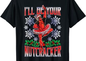 Marvel Deadpool Nutcracker Ballerina Santa Christmas Short Sleeve T-Shirt