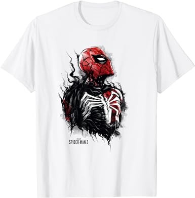 Marvel spider-man 2 black suit peter parker overtaking t-shirt