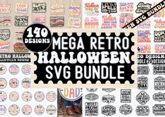 Mega Retro Halloween SVG Bundle t shirt designs for sale