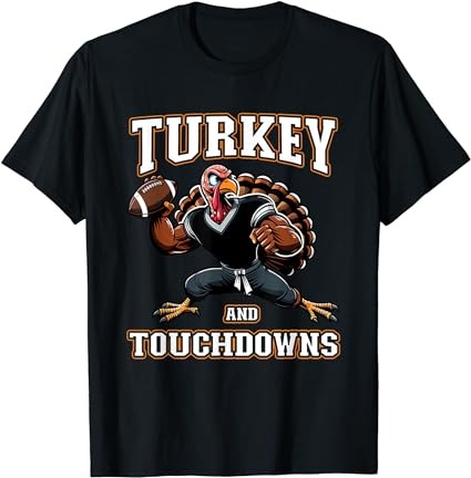 Men thanksgiving shirt turkey and touchdowns youth boys t-shirt