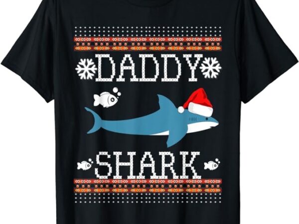 Mens matching family christmas pajamas shirts-daddy shark tshirt