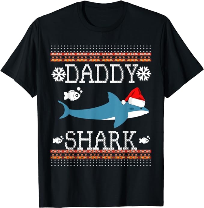 Mens Matching Family Christmas Pajamas Shirts-Daddy Shark TShirt