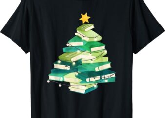 Merry Bookmas Books Pine Tree Funny Reading Lover Christmas T-Shirt