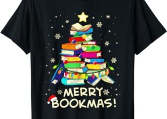 Merry Bookmas Christmas Library Tree Shirt Reading Librarian T-Shirt