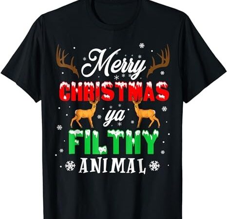 Merry christmas animal filthy ya funny xmas pajama t-shirt
