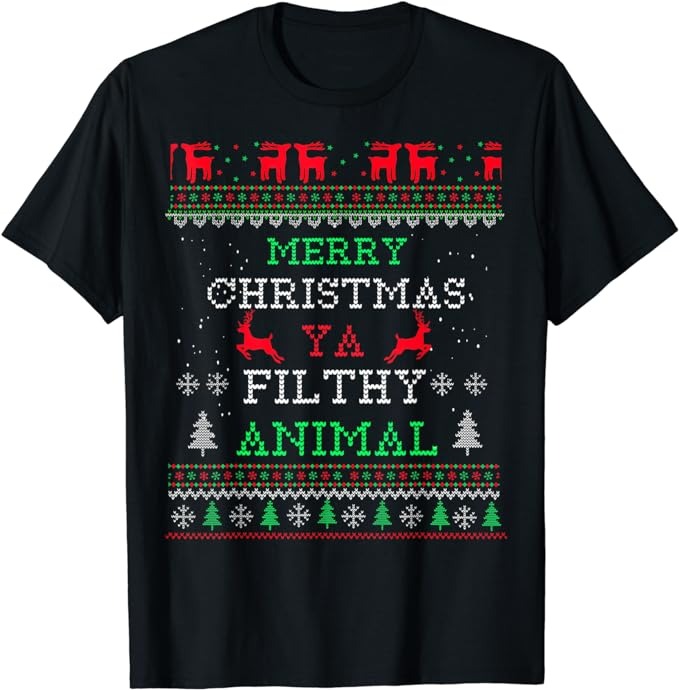 Merry Christmas Animal Filthy Ya Xmas Pajama Family Matching T-Shirt
