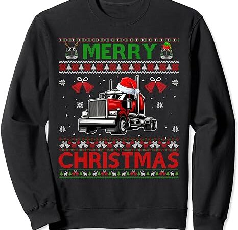 Merry christmas elf reindeer santa trucker ugly xmas sweater sweatshirt