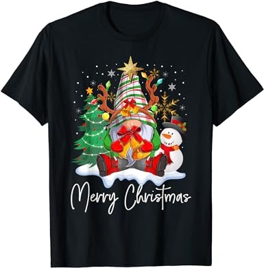 Merry christmas gnome plaid family christmas for women men t-shirt