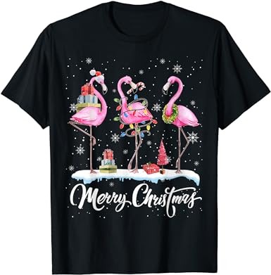 Merry christmas hat santa flamingo light snow xmas pajamas t-shirt Merry christmas hat santa flamingo light snow xmas pajamas t-shirt