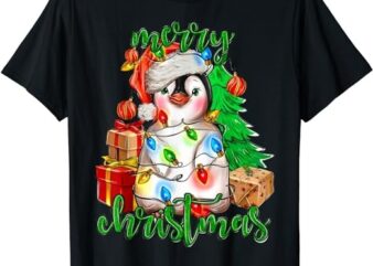 Merry Christmas Penguin Xmas Tree Lights Xmas Holiday Pajama T-Shirt