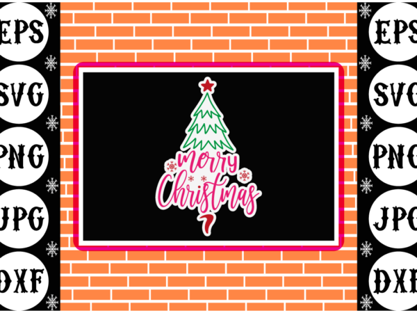 Merry christmas sticker 2 t shirt designs for sale