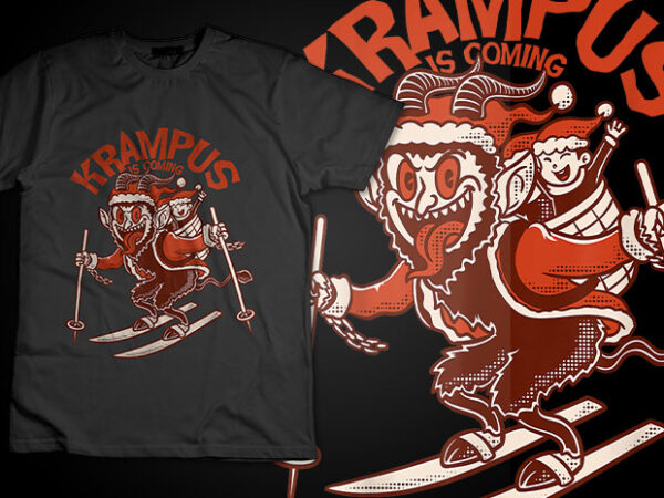 Merry creepmas: krampus is coming – ugly christmas horror t-shirt design