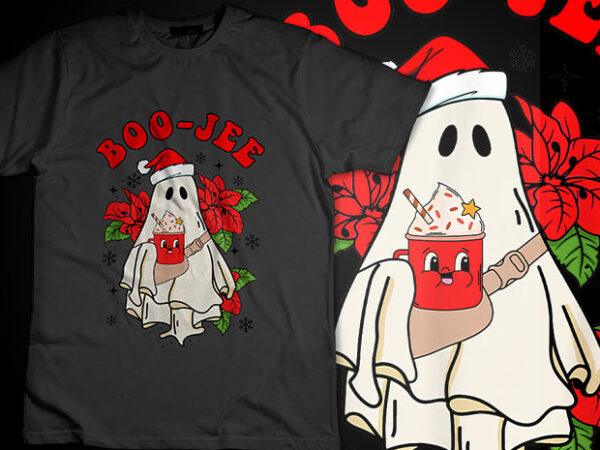 Merry creepmas retro floral boo ghost ugly christmas bou-jee tshirt design