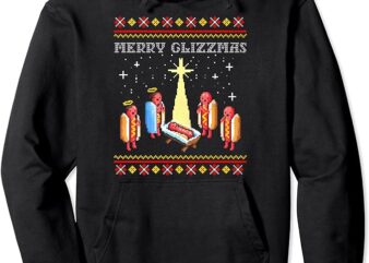 Merry Glizzmas Tacky Funny Merry Christmas Hot Dogs Pullover Hoodie t shirt designs for sale