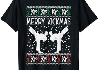 Merry Kickmas Ugly Christmas Karate Jiu Jitsu Martial Gift T-Shirt