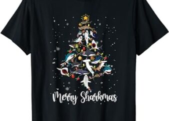 Merry Sharkmas Funny Shark Christmas Tree T-Shirt