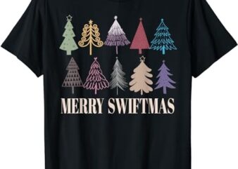 Merry Swiftmas Christmas Trees Xmas Holiday Pajamas Retro T-Shirt