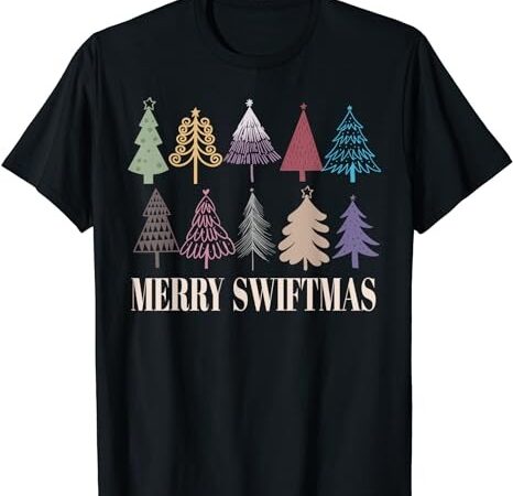 Merry swiftmas christmas trees xmas holiday pajamas retro t-shirt