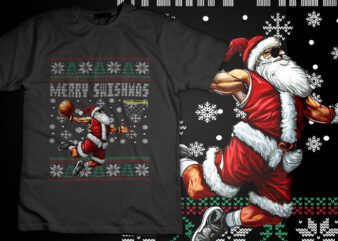 Merry Swishmas Ugly Christmas Basketball Christmas Men Women TShirt Design