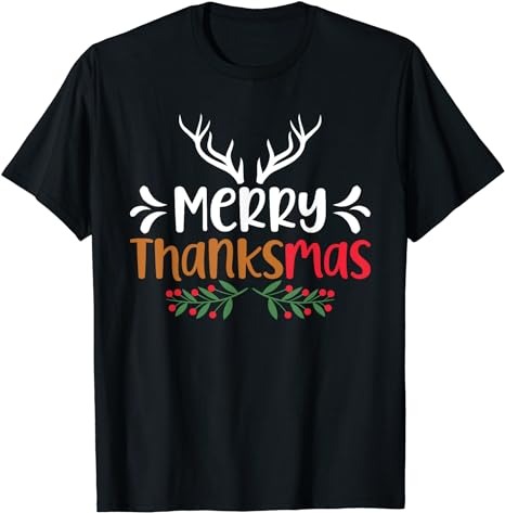 Merry Thanksmas Christmas Thanksgiving Turkey Santa T-Shirt