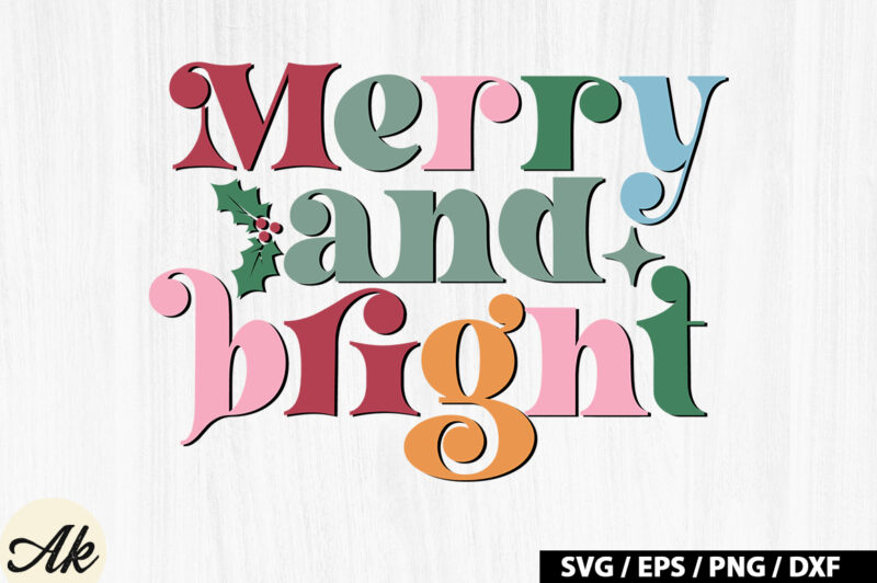 Merry and bright Retro SVG