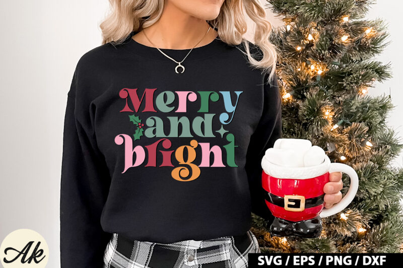 Merry and bright Retro SVG