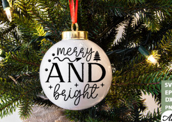 Merry and bright Round Sign SVG