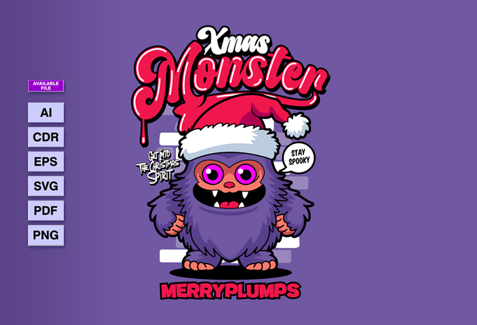 t-shirt vector Xmas Monster Illustration Designs Bundle