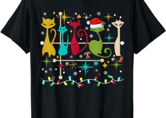 Mid Century Modern Look Cats Christmas Retro 50s 60s Xmas T-Shirt