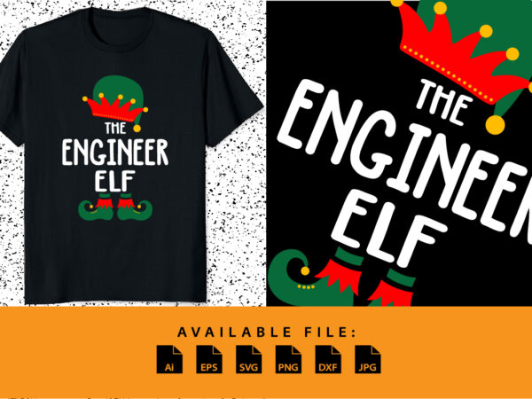 The engineer elf funny christmas elf shirt print template merry xmas engineering santa vector design